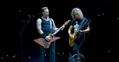 James Hetfield and Kirk Hammett of Metallica performing live in 2017